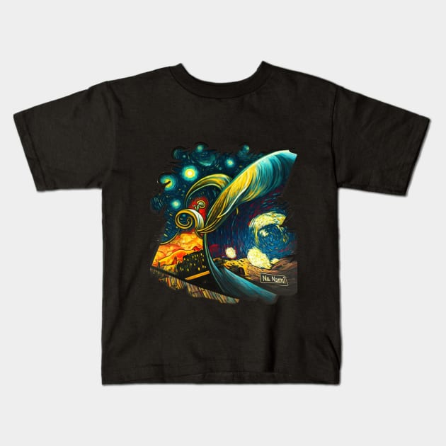 starry night rocketship Kids T-Shirt by Depressed Bunny